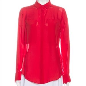 Alexander Wang red silk button top